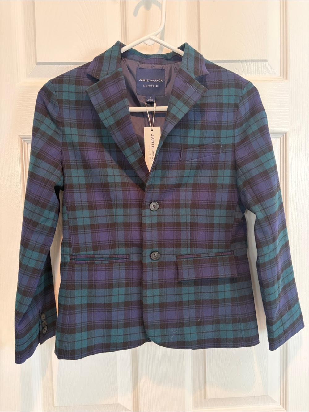 NWT Janie and Jack Navy Blue & Green Plaid Blazer
